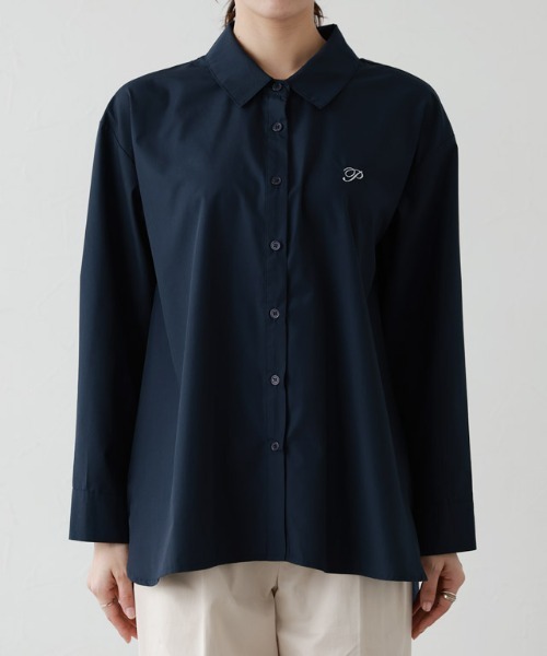 Pierrot（ピエロ）の「刺繍ロゴシャツ（シャツ/ブラウス・レディース・オフホワイト/ブルー系その他/ネイビー・L/M）」の7枚目の写真