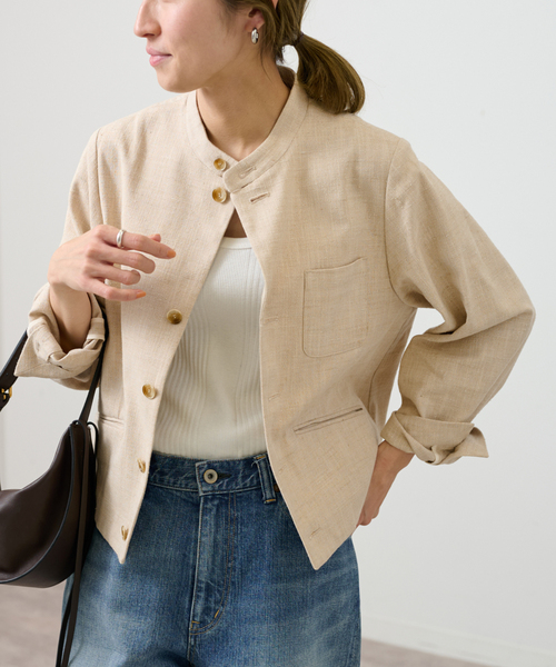 FRAMeWORK シルク混スタンドカラージャケット FRAMeWORK シルク混スタンドカラージャケット