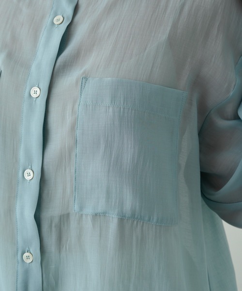 Omekashi（オメカシ）の「バンドカラーシアーシャツ（シャツ/ブラウス・レディース・オフホワイト/ブルー/ベージュ/ライム・FREE）」の12枚目の写真