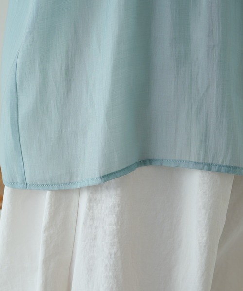 Omekashi（オメカシ）の「バンドカラーシアーシャツ（シャツ/ブラウス・レディース・オフホワイト/ブルー/ベージュ/ライム・FREE）」の13枚目の写真