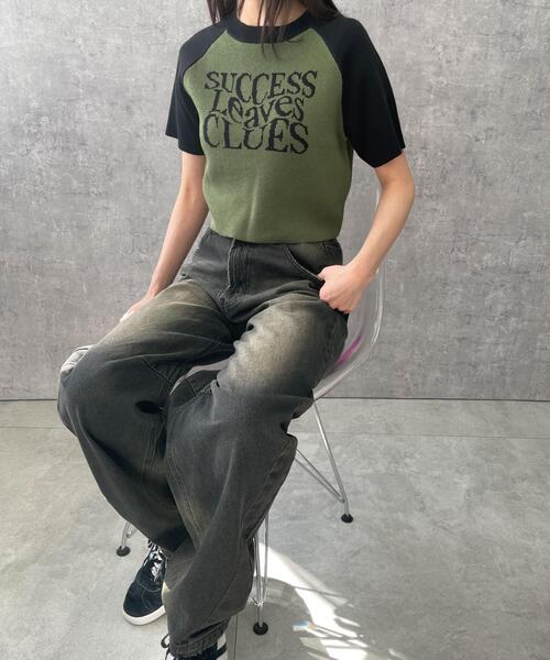 WEGO（ウィゴー）の「WEGO/ラグランジャガードチビニットT（Tシャツ/カットソー・レディース・カーキ/ホワイト・FREE）」の8枚目の写真