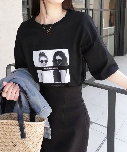 CORNERS（コーナーズ）の「GIRLSプリントTシャツ（Tシャツ/カットソー・レディース・オフホワイト/ブラック/チャコールグレー/ベージュ系その他/グレイッシュベージュ・M）」の12枚目の写真