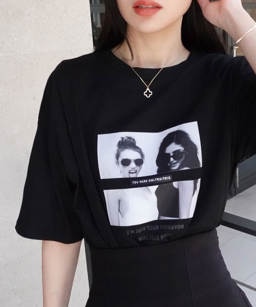 CORNERS（コーナーズ）の「GIRLSプリントTシャツ（Tシャツ/カットソー・レディース・オフホワイト/ブラック/チャコールグレー/ベージュ系その他/グレイッシュベージュ・M）」の13枚目の写真