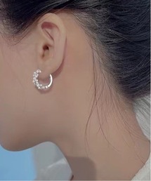 《ツイストパールデザインフープピアス バレエコア