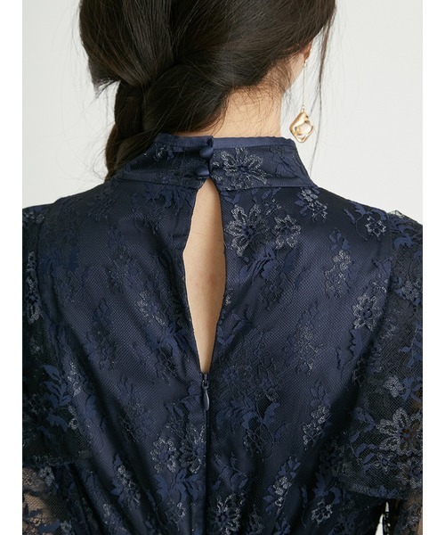 ＊新品未使用＊Lily brownレースチャイナドレス ワンピース 結婚式 LilyBrown リリーブラウン レースチャイナドレス ネイビー/S