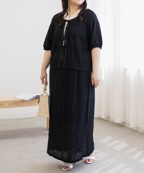 CLETTE(クレット)の「フラワーレーススカート(スカート・レディース・アイボリー/ブラック・LL/3L/4L)」の8枚目の写真