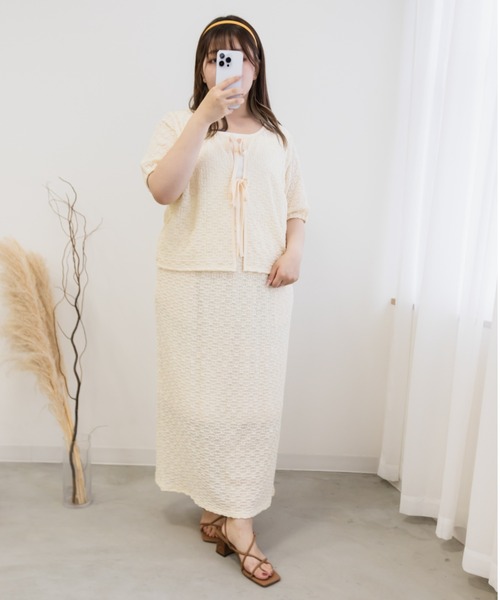 CLETTE(クレット)の「フラワーレーススカート(スカート・レディース・アイボリー/ブラック・LL/3L/4L)」の7枚目の写真