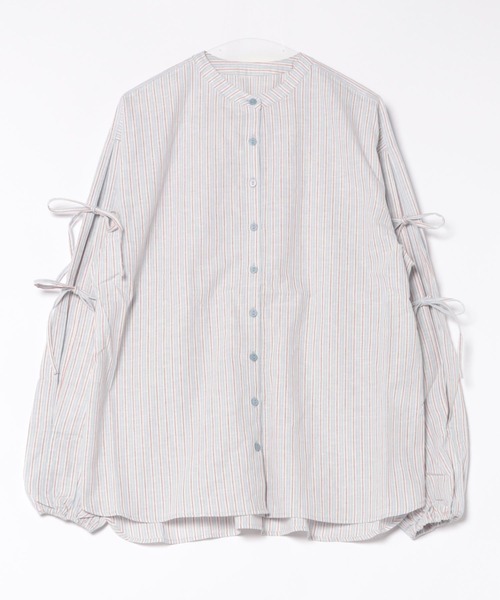 RODEO CROWNS WIDE BOWL（ロデオクラウンズワイドボウル）の「リネン アームリボンシャツ（シャツ/ブラウス・レディース・チャコールグレー/オレンジ系その他/オフホワイト/ブルー系その他・FREE）」の9枚目の写真