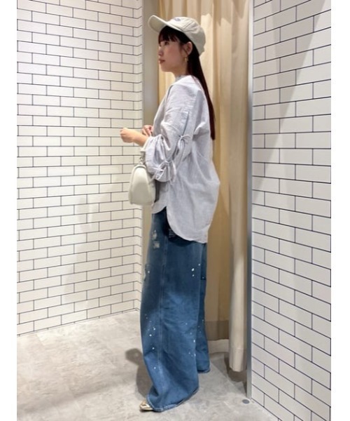 RODEO CROWNS WIDE BOWL（ロデオクラウンズワイドボウル）の「リネン アームリボンシャツ（シャツ/ブラウス・レディース・チャコールグレー/オレンジ系その他/オフホワイト/ブルー系その他・FREE）」の20枚目の写真