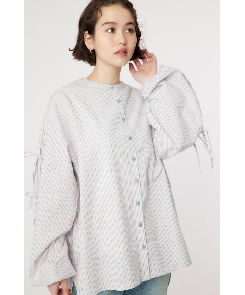 RODEO CROWNS WIDE BOWL（ロデオクラウンズワイドボウル）の「リネン アームリボンシャツ（シャツ/ブラウス・レディース・チャコールグレー/オレンジ系その他/オフホワイト/ブルー系その他・FREE）」の17枚目の写真