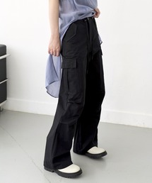 【男女兼用/UNISEX】ウエストストリングケープピンタックカーゴパラシュートパンツ