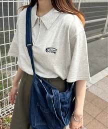 刺繍ロゴハーフジップTシャツ