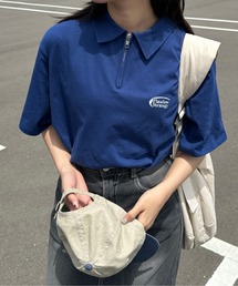 刺繍ロゴハーフジップTシャツ