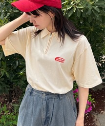 刺繍ロゴハーフジップTシャツ