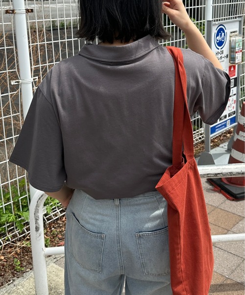 kutir(クティール)の「刺繍ロゴハーフジップTシャツ(Tシャツ/カットソー・レディース・チャコールグレー/オートミール/ブルー/アイボリー・FREE)」の14枚目の写真