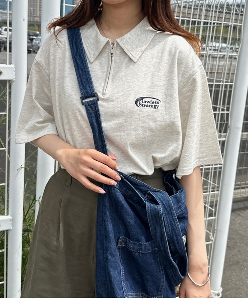 kutir(クティール)の「刺繍ロゴハーフジップTシャツ(Tシャツ/カットソー・レディース・チャコールグレー/オートミール/ブルー/アイボリー・FREE)」の19枚目の写真