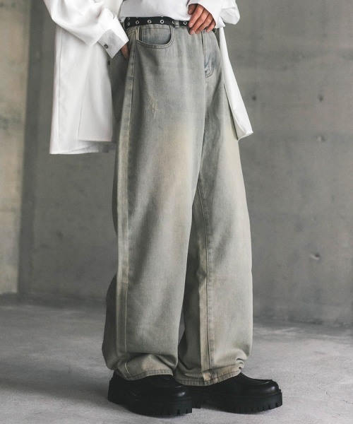 Shoowtime(ショウタイム)の「ヴィンテージメイクオーバーワイドデニムパンツ(デニムパンツ・メンズ・ブラウン系/ブルー/ブルー系/ブラック系/ライトブルー/ブラック・MEDIUM/LARGE/X-LARGE/SMALL)」の6枚目の写真