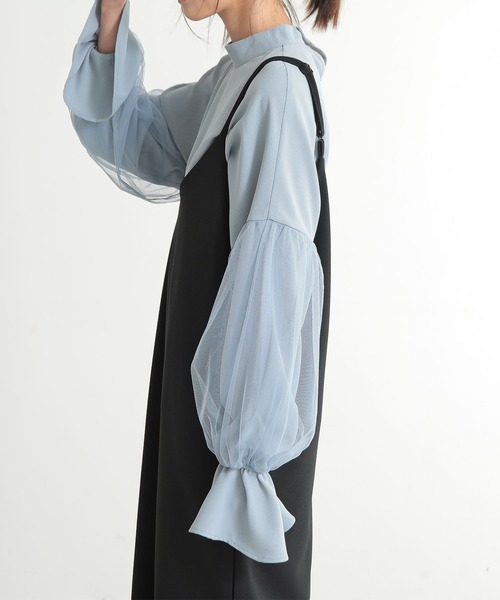 and it_（アンドイット）の「チュールスリーブハイネックブラウス（シャツ/ブラウス・レディース・ブルー/アイボリー/ブラック・M）」の12枚目の写真