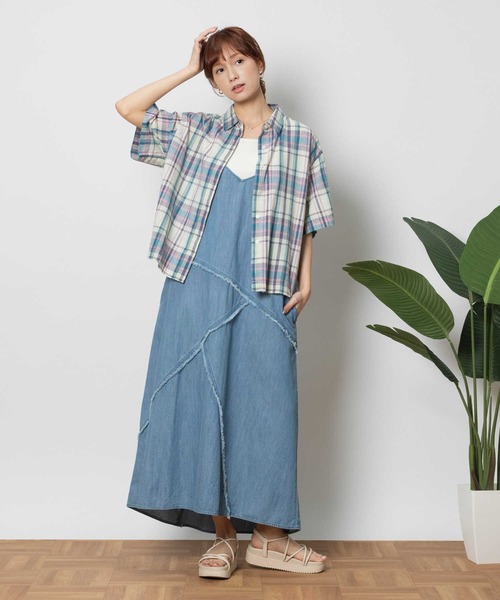 BACK NUMBER（バックナンバー）の「BACK NUMBER(バックナンバー)マドラスチェック半袖シャツ（シャツ/ブラウス・レディース・ブラック/レッド/グリーン・M/L）」の9枚目の写真