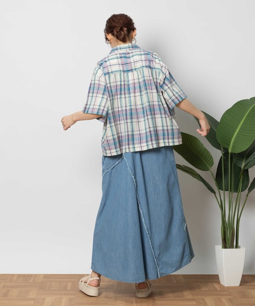 BACK NUMBER（バックナンバー）の「BACK NUMBER(バックナンバー)マドラスチェック半袖シャツ（シャツ/ブラウス・レディース・ブラック/レッド/グリーン・M/L）」の11枚目の写真