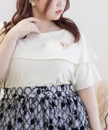 CLETTE | ブローチ付き半袖リブトップス(Tシャツ/カットソー)