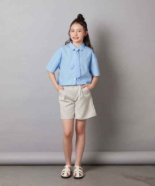 a.v.v（アーヴェヴェ）の「[140-150]アソートクロップドシャツ（シャツ/ブラウス・キッズ・ホワイト/ダークインディゴブルー・140/150）」の9枚目の写真