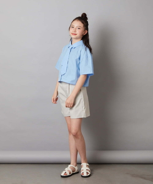 a.v.v（アーヴェヴェ）の「[140-150]アソートクロップドシャツ（シャツ/ブラウス・キッズ・ホワイト/ダークインディゴブルー・140/150）」の10枚目の写真