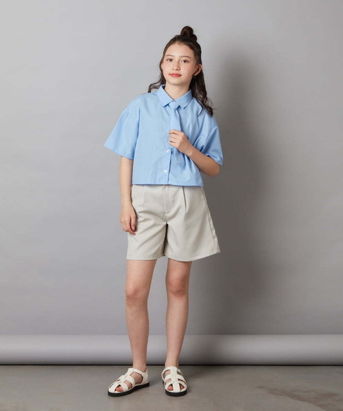 a.v.v（アーヴェヴェ）の「[140-150]アソートクロップドシャツ（シャツ/ブラウス・キッズ・ホワイト/ダークインディゴブルー・140/150）」の11枚目の写真