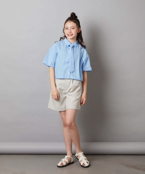 a.v.v（アーヴェヴェ）の「[140-150]アソートクロップドシャツ（シャツ/ブラウス・キッズ・ホワイト/ダークインディゴブルー・140/150）」の12枚目の写真