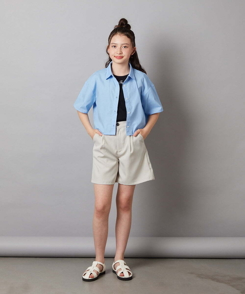 a.v.v（アーヴェヴェ）の「[140-150]アソートクロップドシャツ（シャツ/ブラウス・キッズ・ホワイト/ダークインディゴブルー・140/150）」の15枚目の写真