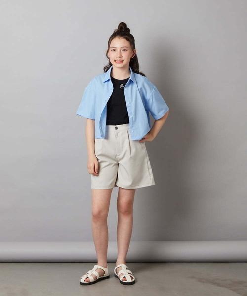 a.v.v（アーヴェヴェ）の「[140-150]アソートクロップドシャツ（シャツ/ブラウス・キッズ・ホワイト/ダークインディゴブルー・140/150）」の17枚目の写真