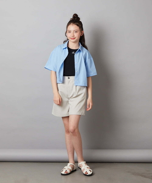 a.v.v（アーヴェヴェ）の「[140-150]アソートクロップドシャツ（シャツ/ブラウス・キッズ・ホワイト/ダークインディゴブルー・140/150）」の18枚目の写真