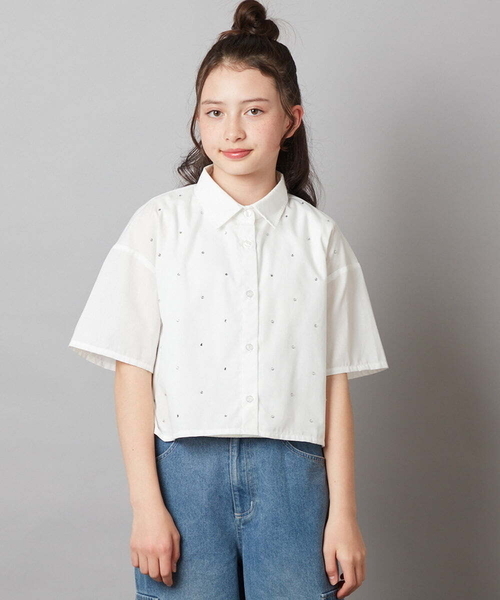 a.v.v（アーヴェヴェ）の「[140-150]アソートクロップドシャツ（シャツ/ブラウス・キッズ・ホワイト/ダークインディゴブルー・140/150）」の19枚目の写真