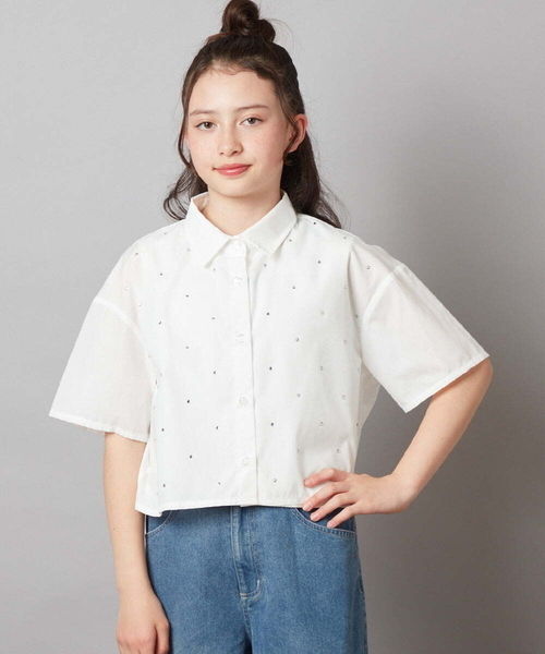 a.v.v（アーヴェヴェ）の「[140-150]アソートクロップドシャツ（シャツ/ブラウス・キッズ・ホワイト/ダークインディゴブルー・140/150）」の20枚目の写真