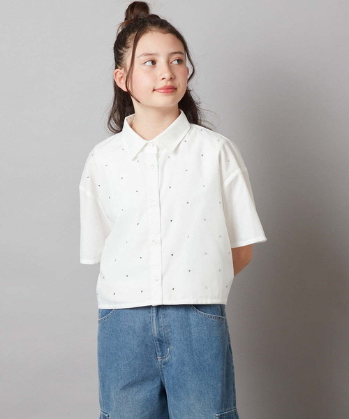 a.v.v（アーヴェヴェ）の「[140-150]アソートクロップドシャツ（シャツ/ブラウス・キッズ・ホワイト/ダークインディゴブルー・140/150）」の21枚目の写真