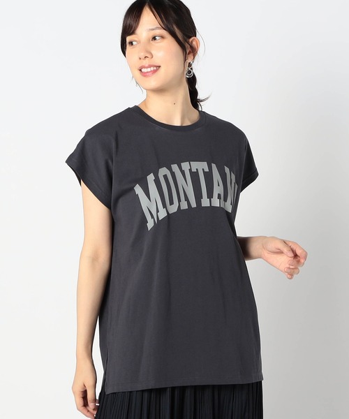 Grand PARK（グランドパーク）の「ドルマンカレッジロゴT（Tシャツ/カットソー・レディース・ブルー/チャコールグレー/カーキ/ホワイト・FREE）」の3枚目の写真