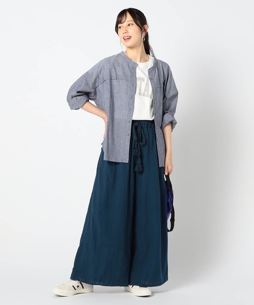 Grand PARK（グランドパーク）の「ドルマンカレッジロゴT（Tシャツ/カットソー・レディース・ブルー/チャコールグレー/カーキ/ホワイト・FREE）」の18枚目の写真