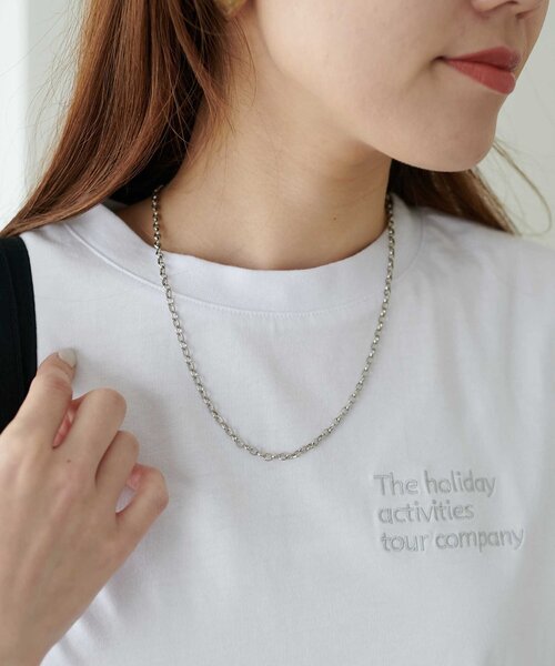 DISCOAT(ディスコート)の「【新色追加】3段ロゴ刺繍ショートTシャツ《WEB限定》(Tシャツ/カットソー・レディース・ホワイト/ピンク/アイボリー/ネイビー/グレー/チャコールグレー/ホワイト系その他/カーキ/イエロー・MEDIUM)」の13枚目の写真