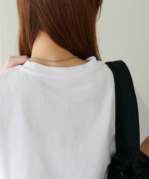 DISCOAT(ディスコート)の「【新色追加】3段ロゴ刺繍ショートTシャツ《WEB限定》(Tシャツ/カットソー・レディース・ホワイト/ピンク/アイボリー/ネイビー/グレー/チャコールグレー/ホワイト系その他/カーキ/イエロー・MEDIUM)」の16枚目の写真