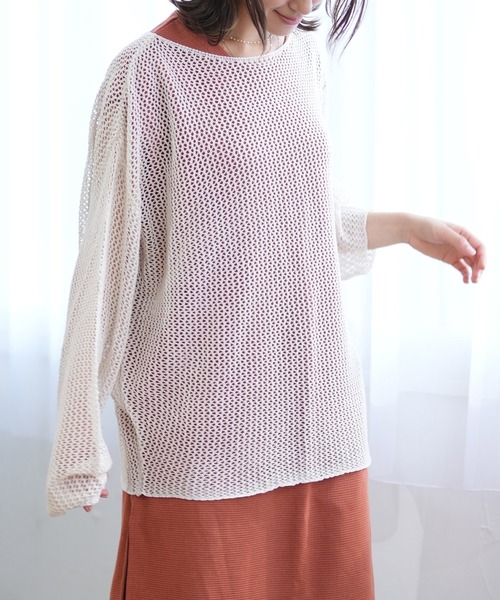 RIKKA FEMME/リッカファム 透かし編みクルーニット RF24HS03（ニット/セーター）｜RIKKA FEMME（リッカファーム）