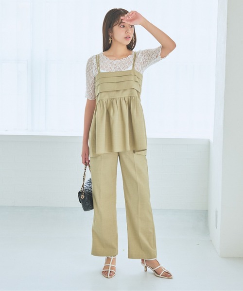 mysty woman(ミスティウーマン)の「ストレッチレースインナープルオーバー半袖 137954(Tシャツ/カットソー・レディース・ブラック/オフホワイト/ライトグリーン・FREE)」の7枚目の写真