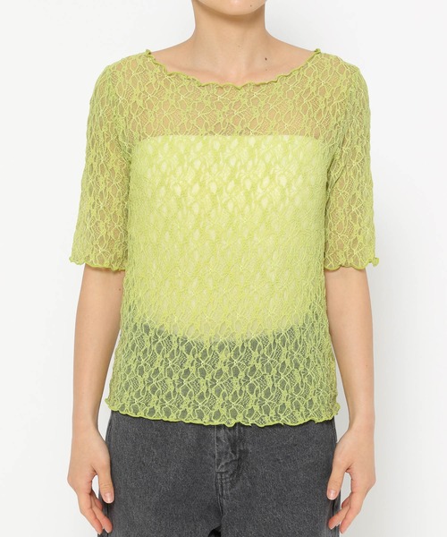 mysty woman(ミスティウーマン)の「ストレッチレースインナープルオーバー半袖 137954(Tシャツ/カットソー・レディース・ブラック/オフホワイト/ライトグリーン・FREE)」の18枚目の写真