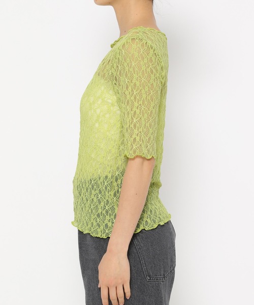 mysty woman(ミスティウーマン)の「ストレッチレースインナープルオーバー半袖 137954(Tシャツ/カットソー・レディース・ブラック/オフホワイト/ライトグリーン・FREE)」の17枚目の写真