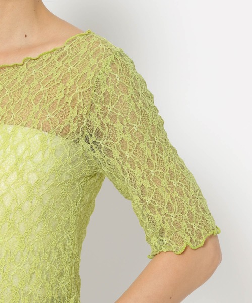 mysty woman(ミスティウーマン)の「ストレッチレースインナープルオーバー半袖 137954(Tシャツ/カットソー・レディース・ブラック/オフホワイト/ライトグリーン・FREE)」の13枚目の写真