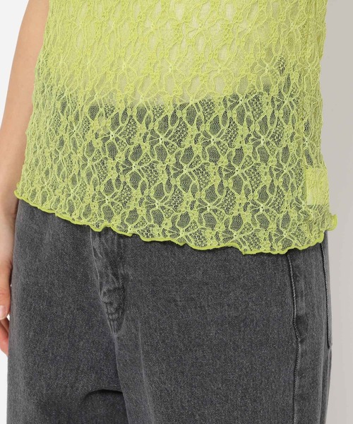 mysty woman(ミスティウーマン)の「ストレッチレースインナープルオーバー半袖 137954(Tシャツ/カットソー・レディース・ブラック/オフホワイト/ライトグリーン・FREE)」の12枚目の写真