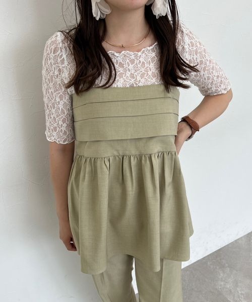 mysty woman(ミスティウーマン)の「ストレッチレースインナープルオーバー半袖 137954(Tシャツ/カットソー・レディース・ブラック/オフホワイト/ライトグリーン・FREE)」の20枚目の写真