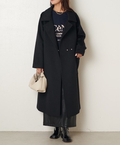 Lui's（ルイス）の「【3色展開】ビーバーメルトンオーバーコート（その他アウター・レディース・ネイビー/グレー/ブラック・FREE）」の15枚目の写真