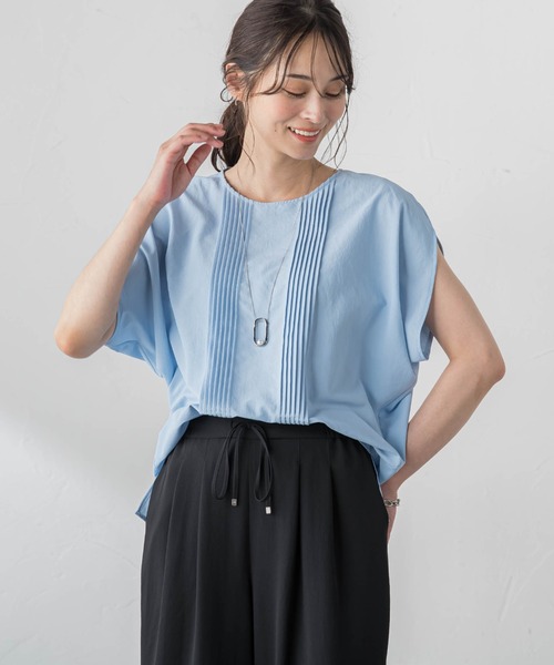 LAUTREAMONT(ロートレアモン)の「【WEB限定】ピンタックドルマンブラウス≪洗濯機で洗える≫(シャツ/ブラウス・レディース・ブラック/ライトブルー/ホワイト/イエロー/カーキ・9号/11号/7号)」の5枚目の写真