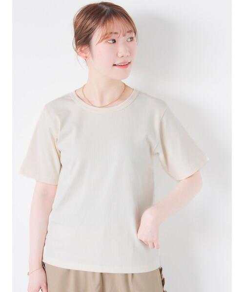 ehka sopo(エヘカソポ)の「リブクルーネックカットソー(Tシャツ/カットソー・レディース・サックスブルー/オフホワイト/キナリ/ブラック・F)」の3枚目の写真