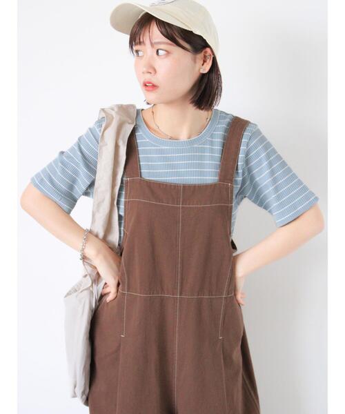 ehka sopo(エヘカソポ)の「リブクルーネックカットソー(Tシャツ/カットソー・レディース・サックスブルー/オフホワイト/キナリ/ブラック・F)」の10枚目の写真